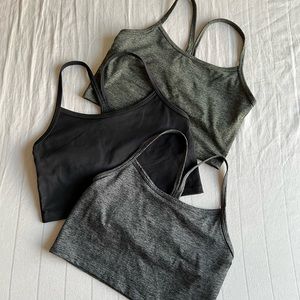 BUNDLE (3) Aerie Offline Recharge Least support Sports Bra’s (green,black,gray)